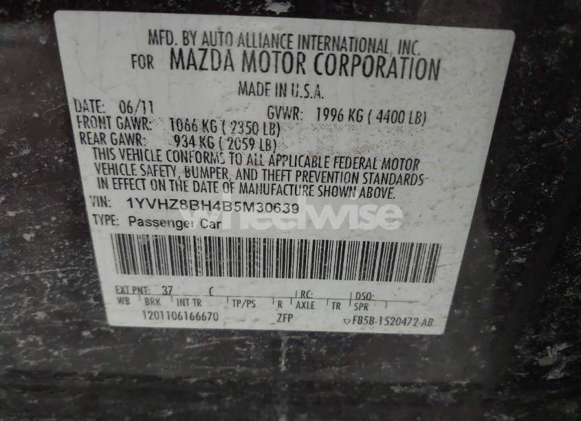 Photo 9 of 2011 Mazda Mazda6 I SPORT (VIN 1YVHZ8BH4B5M30639)