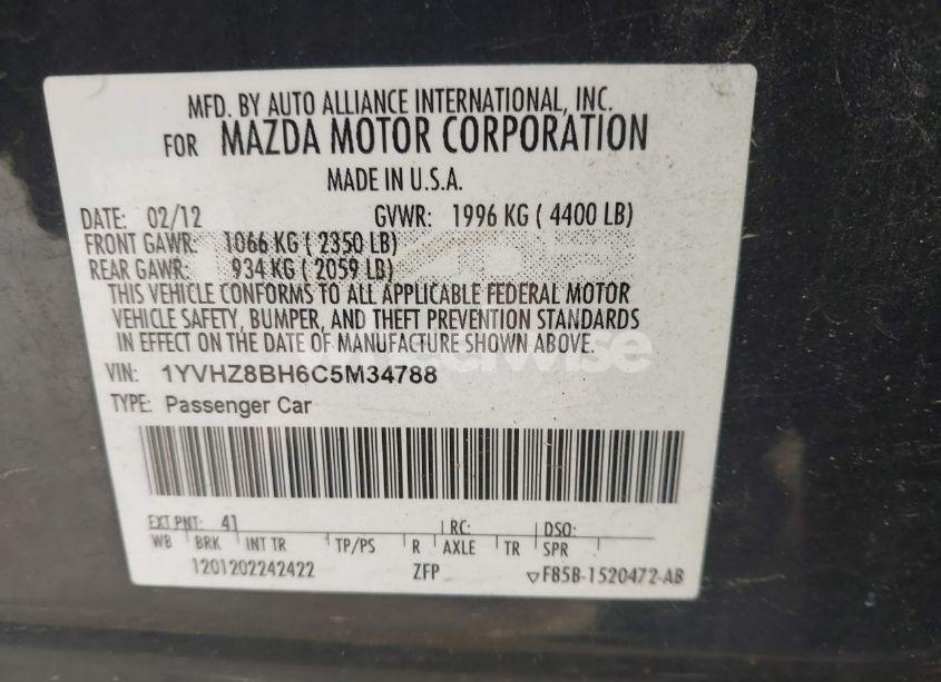 Photo 9 of 2012 Mazda Mazda6 I SPORT (VIN 1YVHZ8BH6C5M34788)