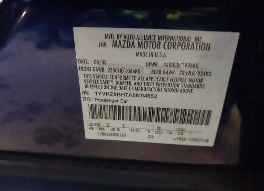 Photo 9 of 2010 Mazda Mazda6 I SPORT (VIN 1YVHZ8BH7A5M04552)