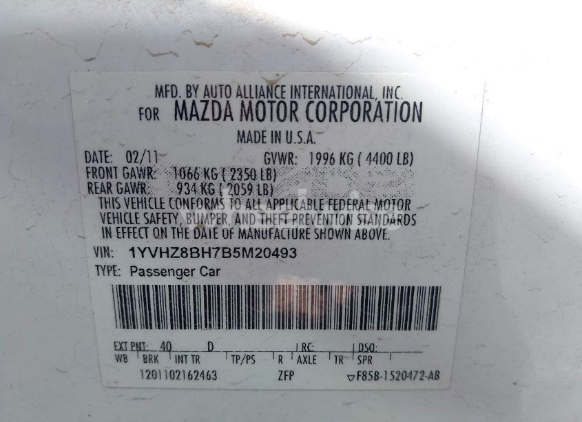 Photo 9 of 2011 Mazda Mazda6 I SPORT (VIN 1YVHZ8BH7B5M20493)