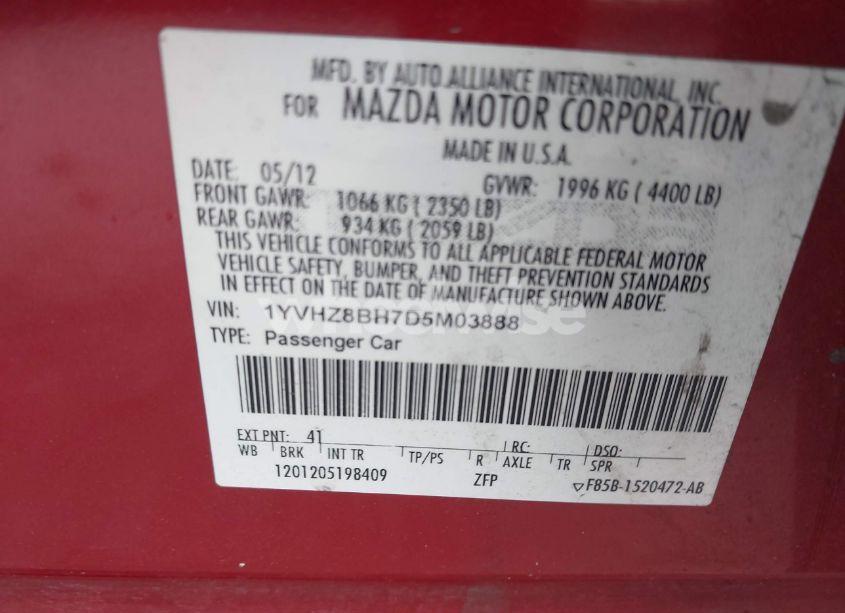 Photo 9 of 2013 Mazda Mazda6 I SPORT (VIN 1YVHZ8BH7D5M03888)