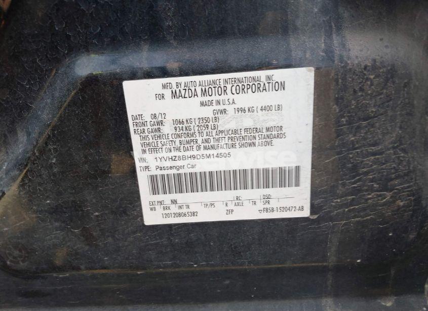 Photo 9 of 2013 Mazda Mazda6 I SPORT (VIN 1YVHZ8BH9D5M14505)