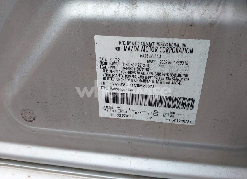 Photo 9 of 2012 Mazda Mazda6 S GRAND TOURING (VIN 1YVHZ8CB1C5M25572)