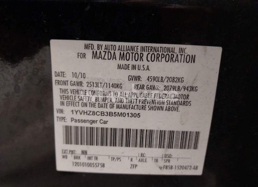 Photo 9 of 2011 Mazda Mazda6 S GRAND TOURING (VIN 1YVHZ8CB3B5M01305)