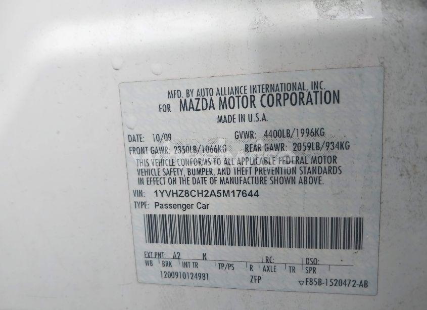 Photo 9 of 2010 Mazda Mazda6 I TOURING (VIN 1YVHZ8CH2A5M17644)