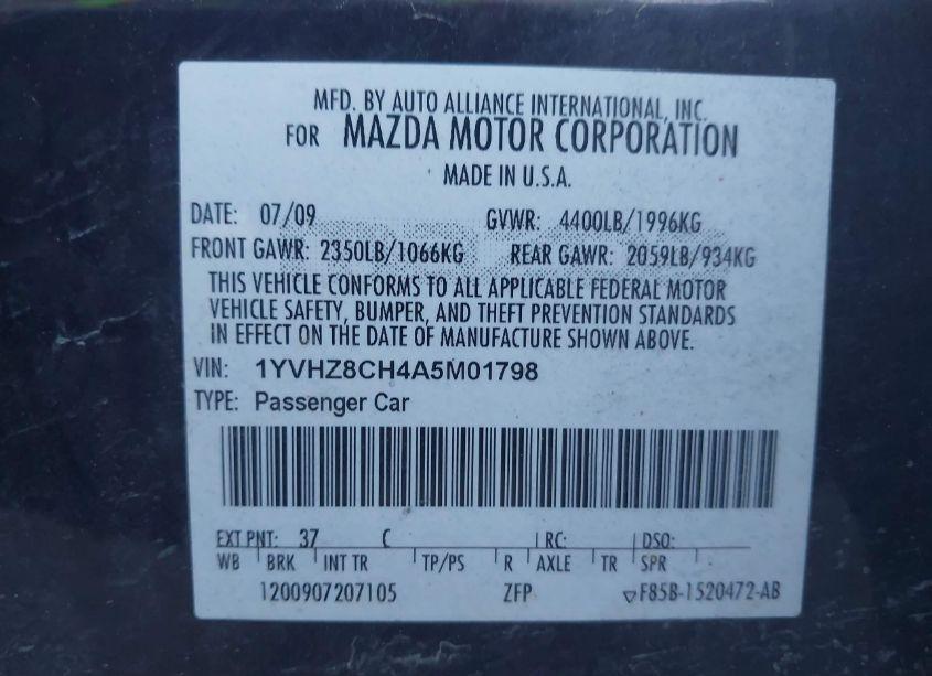 Photo 9 of 2010 Mazda Mazda6 I TOURING (VIN 1YVHZ8CH4A5M01798)