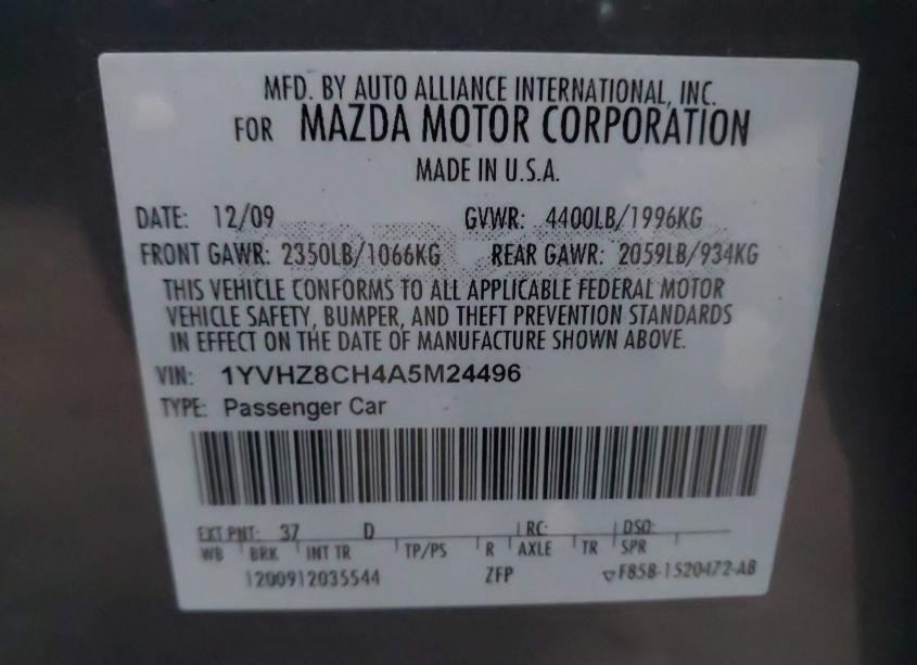 Photo 9 of 2010 Mazda Mazda6 I TOURING PLUS (VIN 1YVHZ8CH4A5M24496)