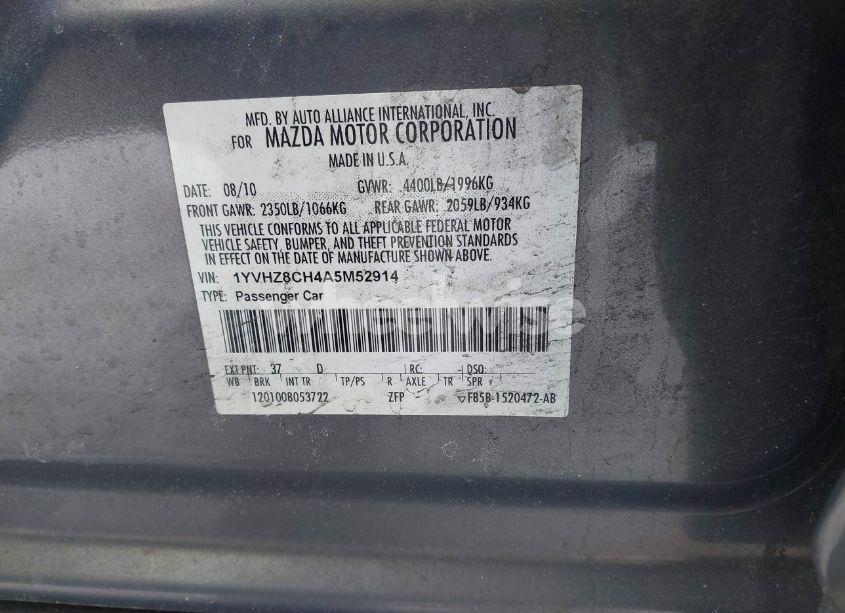 Photo 9 of 2010 Mazda Mazda6 I TOURING PLUS (VIN 1YVHZ8CH4A5M52914)