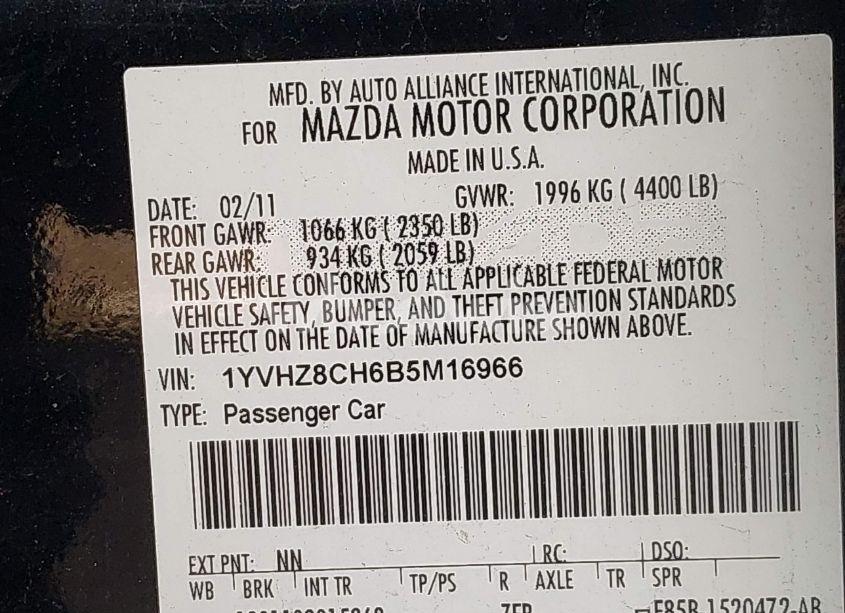 Photo 9 of 2011 Mazda Mazda6 I TOURING (VIN 1YVHZ8CH6B5M16966)