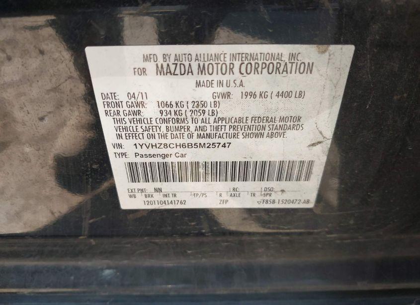 Photo 9 of 2011 Mazda Mazda6 I TOURING (VIN 1YVHZ8CH6B5M25747)