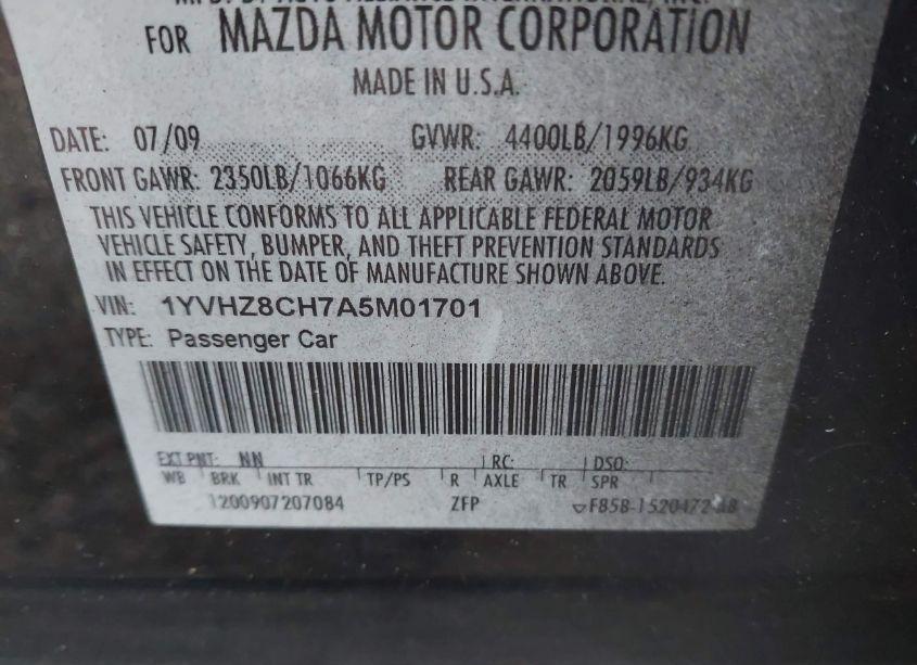 Photo 9 of 2010 Mazda Mazda6 I TOURING (VIN 1YVHZ8CH7A5M01701)