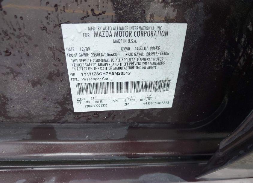 Photo 9 of 2010 Mazda Mazda6 I TOURING PLUS (VIN 1YVHZ8CH7A5M28512)