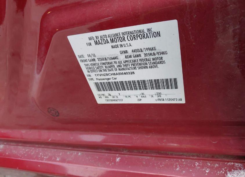 Photo 9 of 2010 Mazda Mazda6 I TOURING (VIN 1YVHZ8CH8A5M40328)