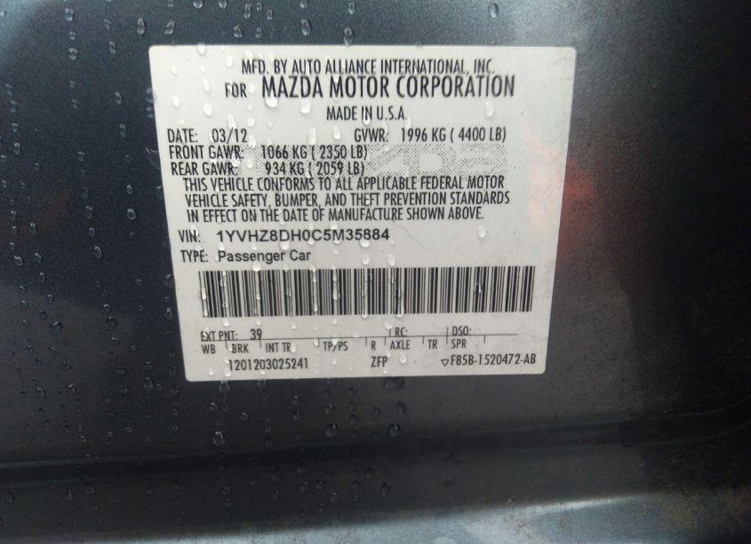 Photo 9 of 2012 Mazda Mazda6 I TOURING (VIN 1YVHZ8DH0C5M35884)