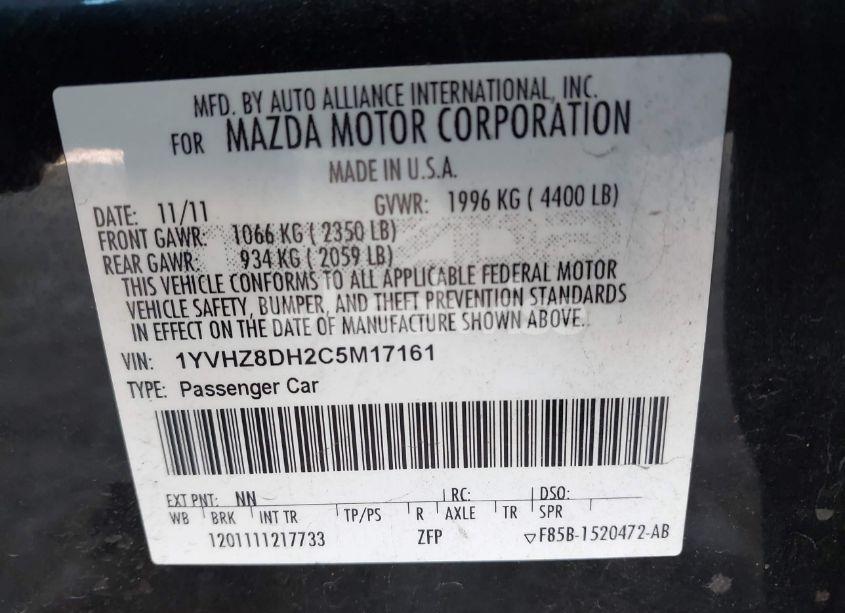 Photo 9 of 2012 Mazda Mazda6 I TOURING (VIN 1YVHZ8DH2C5M17161)