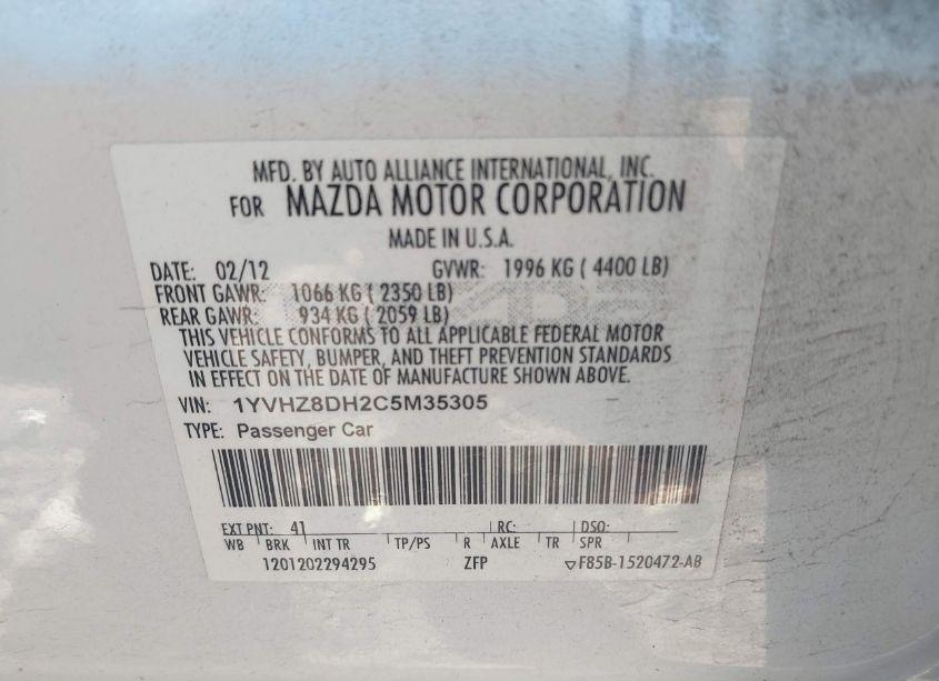 Photo 9 of 2012 Mazda Mazda6 I TOURING (VIN 1YVHZ8DH2C5M35305)
