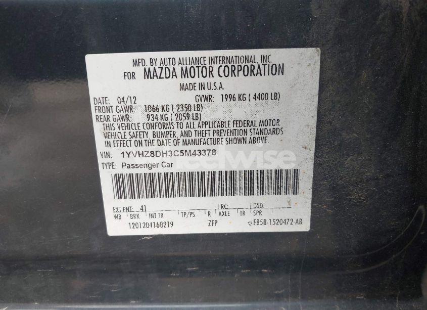 Photo 9 of 2012 Mazda Mazda6 I TOURING (VIN 1YVHZ8DH3C5M43378)