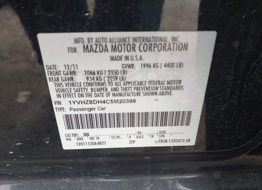 Photo 9 of 2012 Mazda Mazda6 I TOURING (VIN 1YVHZ8DH4C5M20398)