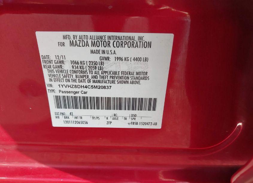 Photo 9 of 2012 Mazda Mazda6 I TOURING (VIN 1YVHZ8DH4C5M20837)