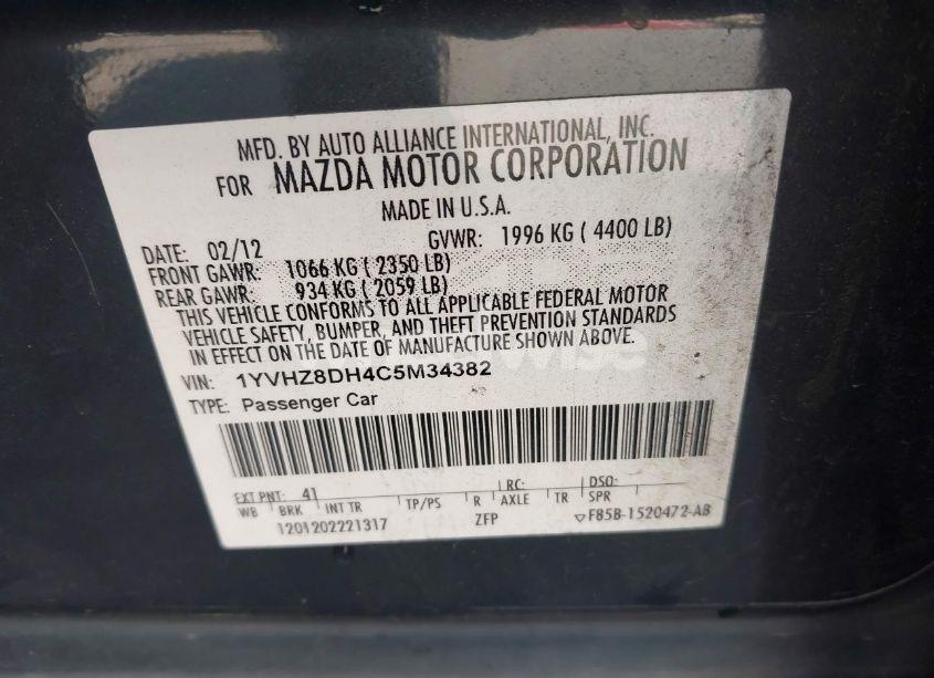 Photo 9 of 2012 Mazda Mazda6 I TOURING (VIN 1YVHZ8DH4C5M34382)