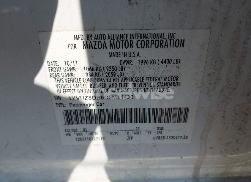 Photo 9 of 2012 Mazda Mazda6 I TOURING (VIN 1YVHZ8DH6C5M11430)