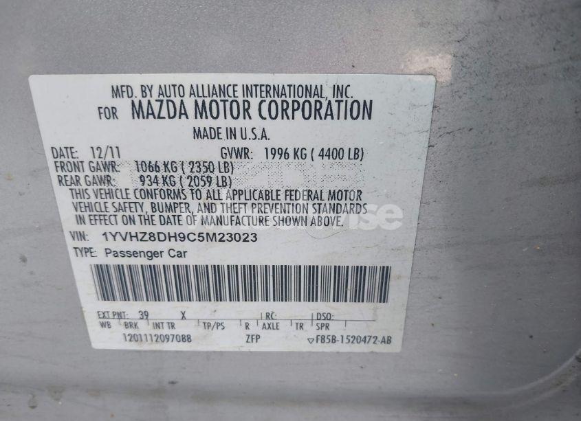 Photo 9 of 2012 Mazda Mazda6 I TOURING (VIN 1YVHZ8DH9C5M23023)