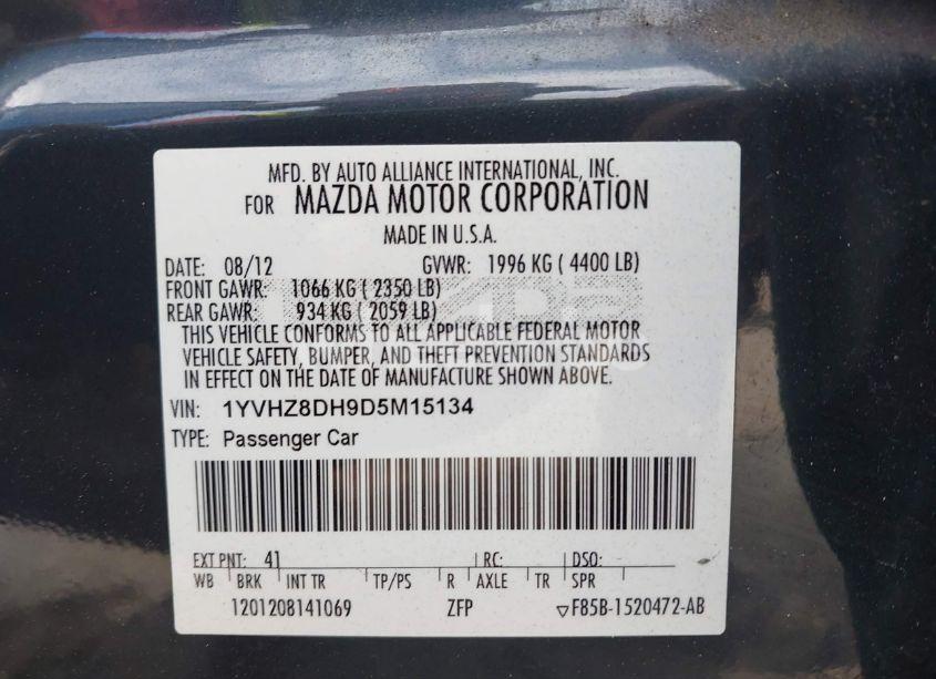 Photo 9 of 2013 Mazda Mazda6 I TOURING (VIN 1YVHZ8DH9D5M15134)