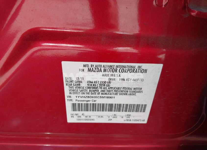 Photo 9 of 2012 Mazda Mazda6 I TOURING (VIN 1YVHZ8DHXC5M18901)