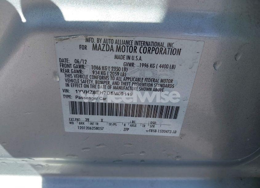 Photo 9 of 2013 Mazda Mazda6 I TOURING PLUS (VIN 1YVHZ8EH7D5M09119)