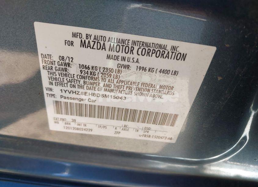 Photo 9 of 2013 Mazda Mazda6 I TOURING PLUS (VIN 1YVHZ8EH8D5M15043)