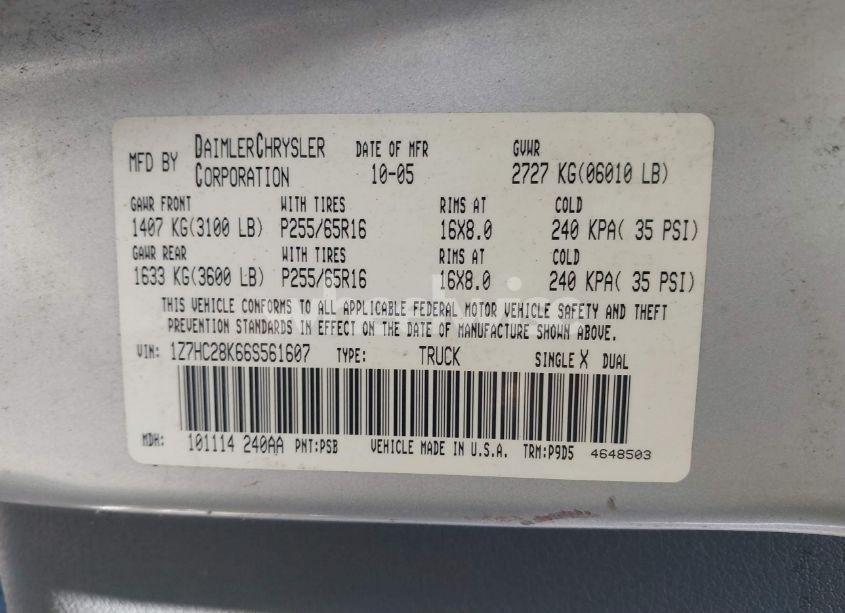 Photo 9 of 2006 Mitsubishi Raider LS (VIN 1Z7HC28K66S561607)