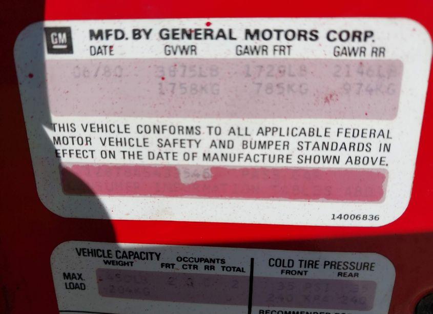 Photo 9 of 1980 Chev Corvette (VIN 1Z878AS433545)