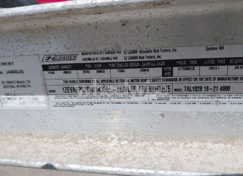 Photo 9 of 1983 Ez Loader TRAILER (VIN 1ZEVAEPS2DA014356)