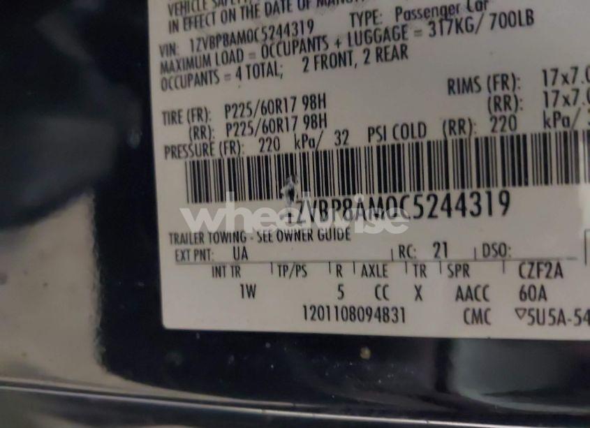 Photo 9 of 2012 Ford Mustang V6 (VIN 1ZVBP8AM0C5244319)