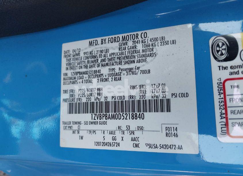 Photo 9 of 2013 Ford Mustang V6 (VIN 1ZVBP8AM0D5218840)