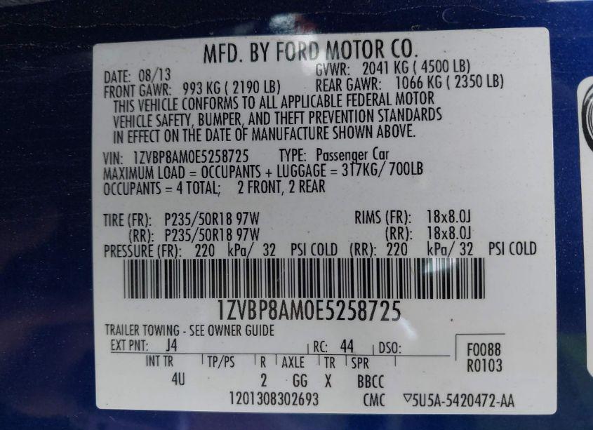 Photo 9 of 2014 Ford Mustang V6 PREMIUM (VIN 1ZVBP8AM0E5258725)