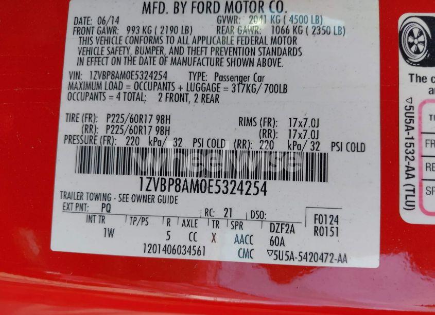 Photo 9 of 2014 Ford Mustang V6 (VIN 1ZVBP8AM0E5324254)