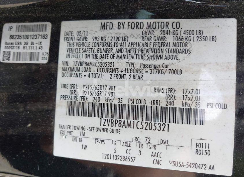 Photo 9 of 2012 Ford Mustang V6 (VIN 1ZVBP8AM1C5205321)