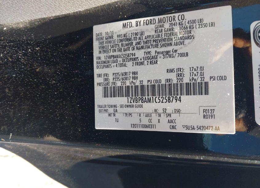 Photo 9 of 2012 Ford Mustang V6 (VIN 1ZVBP8AM1C5258794)