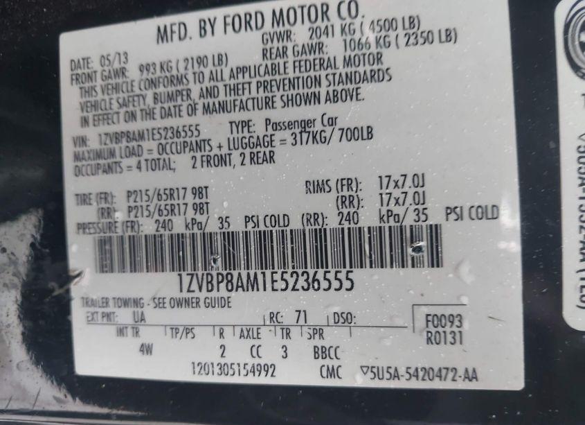 Photo 9 of 2014 Ford Mustang V6 PREMIUM (VIN 1ZVBP8AM1E5236555)