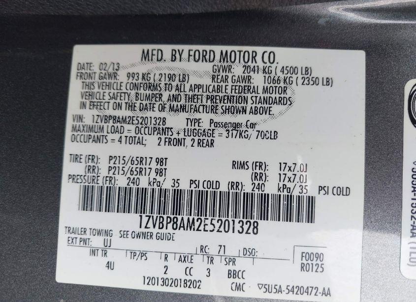 Photo 9 of 2014 Ford Mustang V6 PREMIUM (VIN 1ZVBP8AM2E5201328)