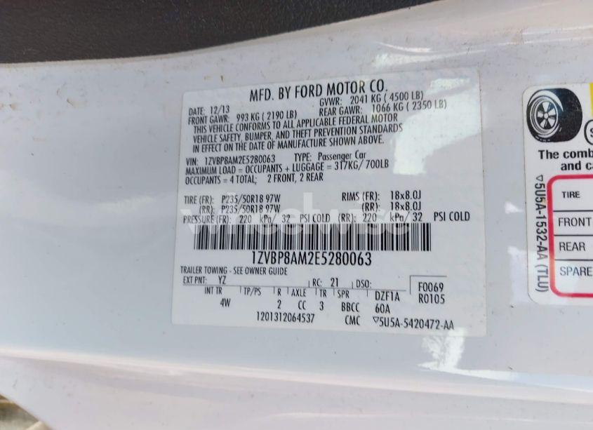 Photo 9 of 2014 Ford Mustang V6 PREMIUM (VIN 1ZVBP8AM2E5280063)