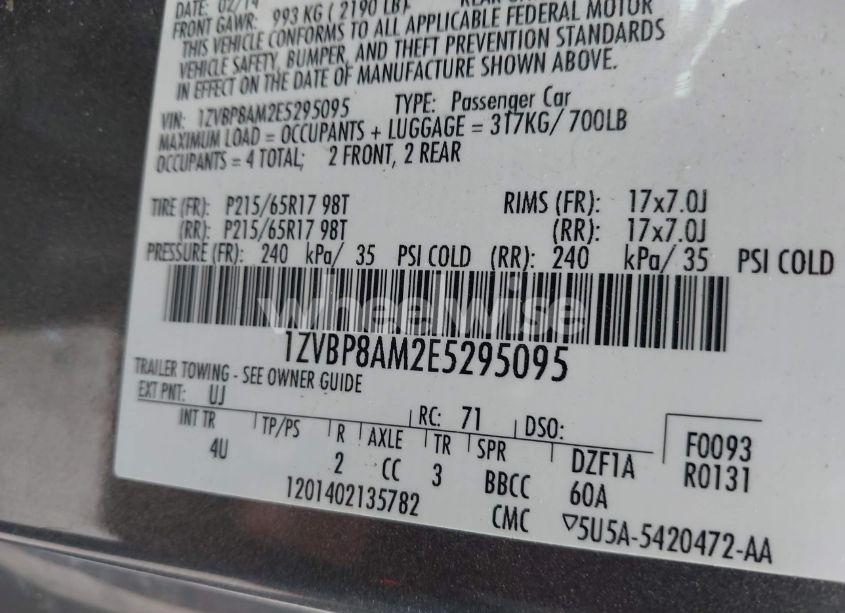 Photo 9 of 2014 Ford Mustang V6 PREMIUM (VIN 1ZVBP8AM2E5295095)