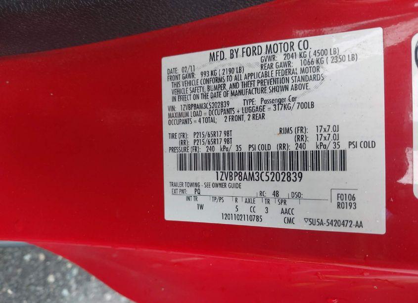 Photo 9 of 2012 Ford Mustang V6 (VIN 1ZVBP8AM3C5202839)