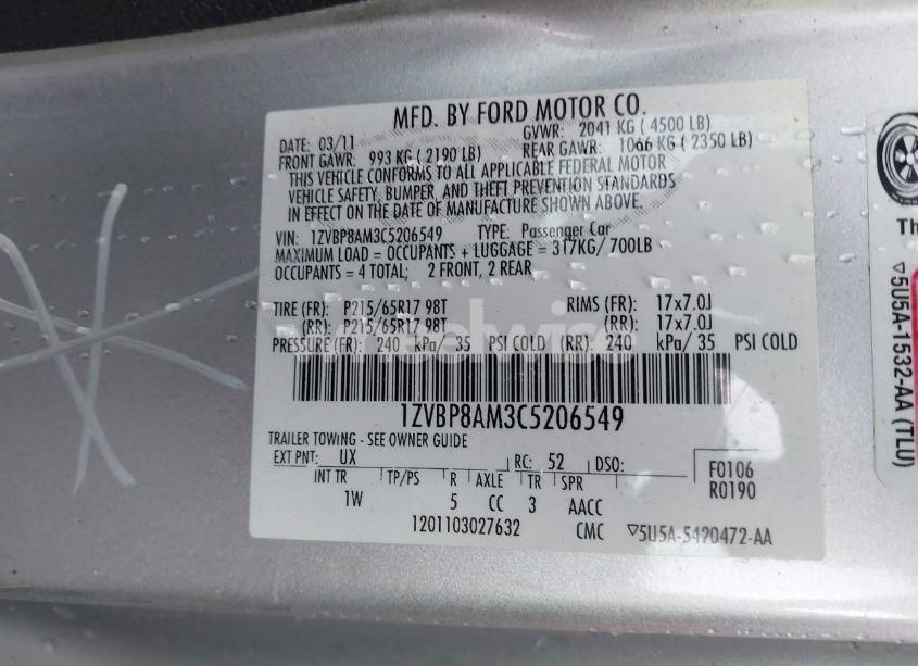 Photo 9 of 2012 Ford Mustang V6 (VIN 1ZVBP8AM3C5206549)