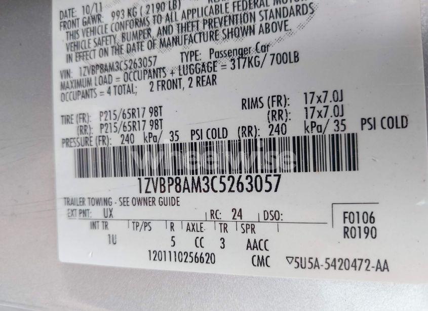 Photo 9 of 2012 Ford Mustang V6 (VIN 1ZVBP8AM3C5263057)