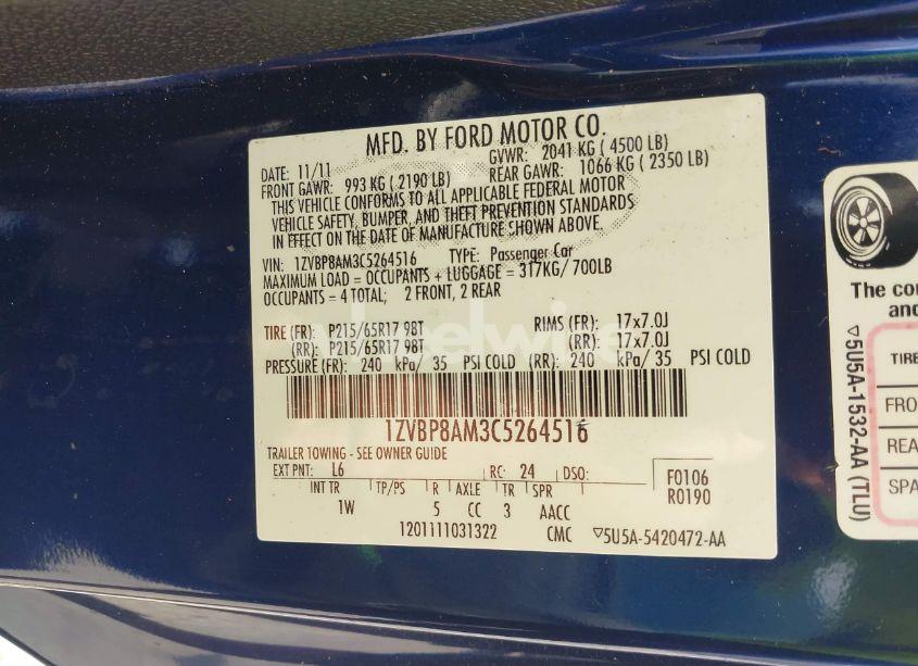 Photo 9 of 2012 Ford Mustang V6 (VIN 1ZVBP8AM3C5264516)