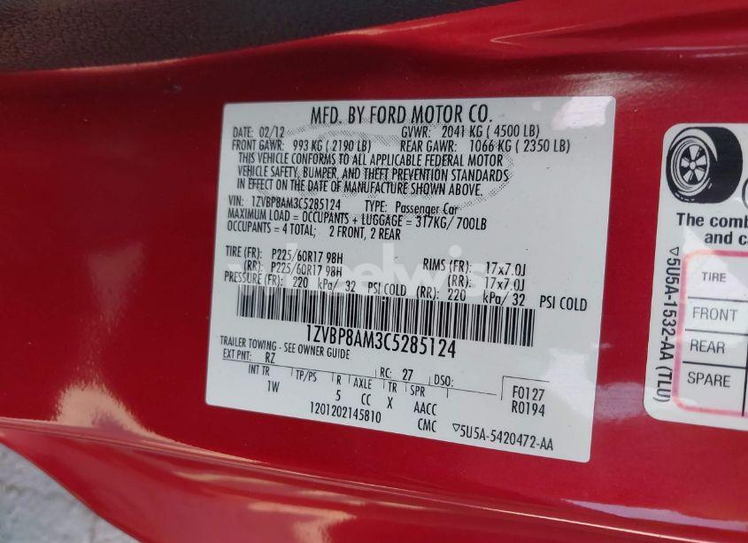 Photo 9 of 2012 Ford Mustang V6 (VIN 1ZVBP8AM3C5285124)