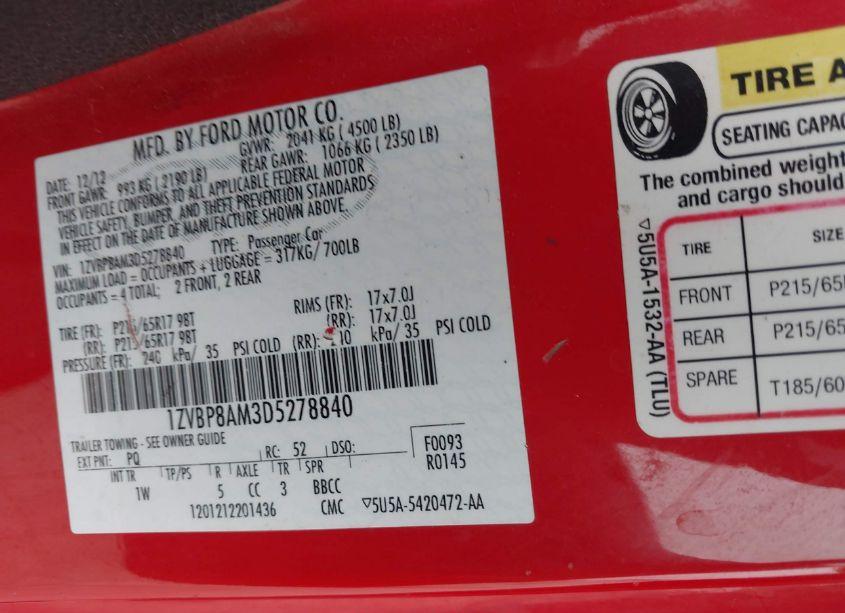 Photo 9 of 2013 Ford Mustang V6 (VIN 1ZVBP8AM3D5278840)