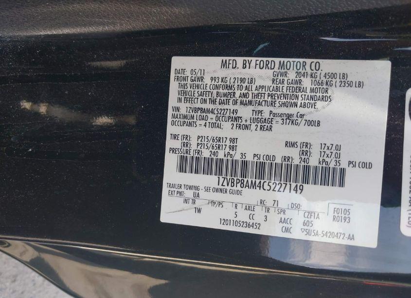 Photo 9 of 2012 Ford Mustang V6 (VIN 1ZVBP8AM4C5227149)